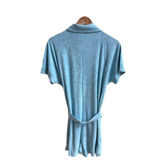 Andie Swim Light Blue Short Sleeve Collar Button Up Shorts Romper Womens Size S - Picture 2 of 16